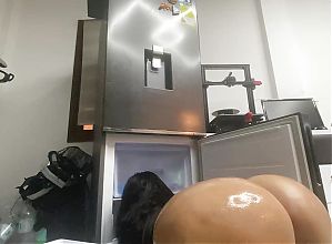Sexiest Stepmom in the World Cleans Fridge in Thong